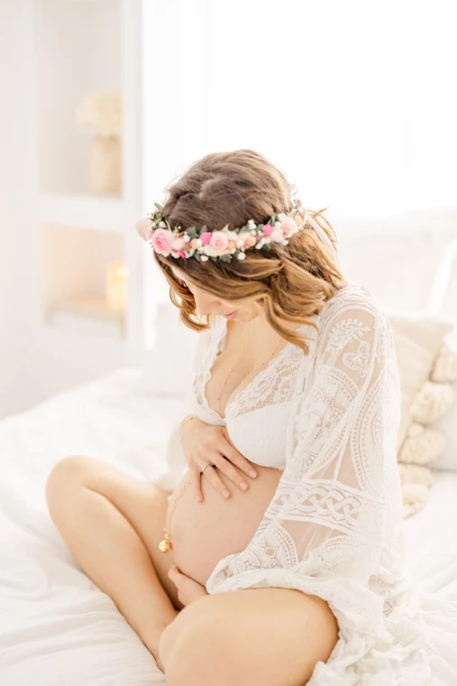 rose cheveux longs bandeau beige marron